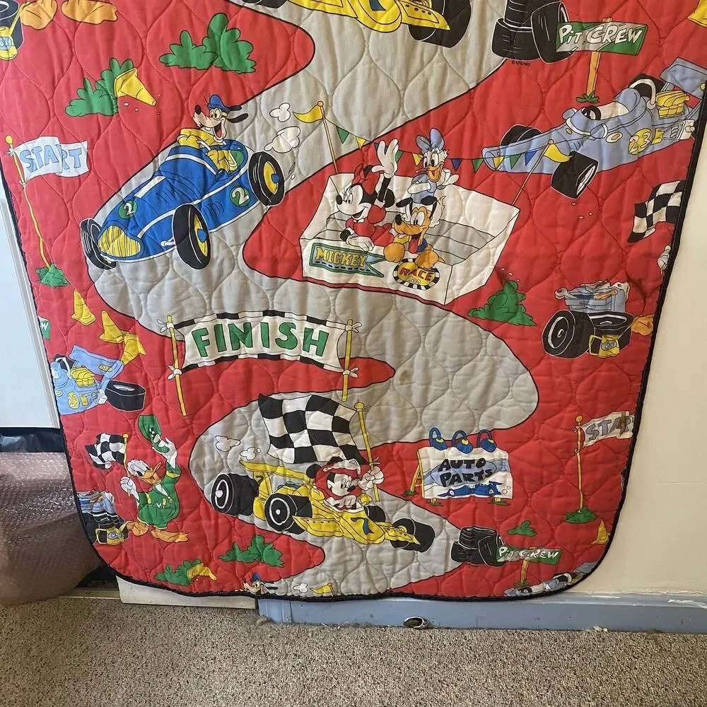 VTG 90s Disney Mickey Mouse & Friends Toddler Bedding Fitted Flat Sheets Blanket